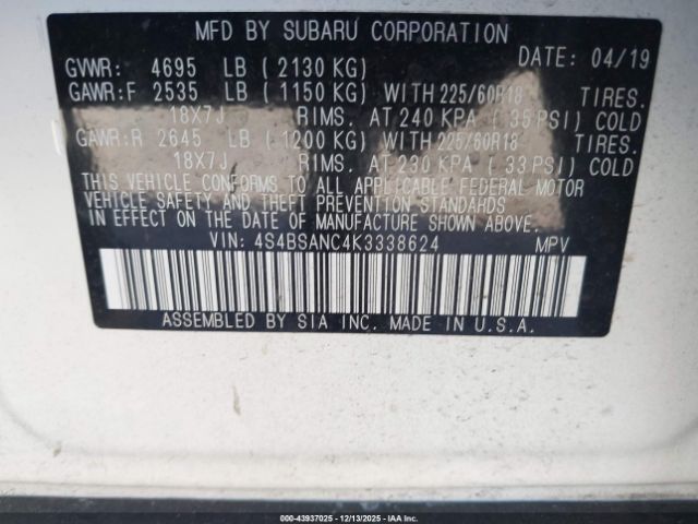 Subaru Outback 2.5i Limited Image 7